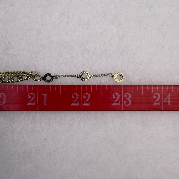 Barbary Womens Gold Tone Necklace Green Tassels Multilayer Chain - Picture 4 of 4